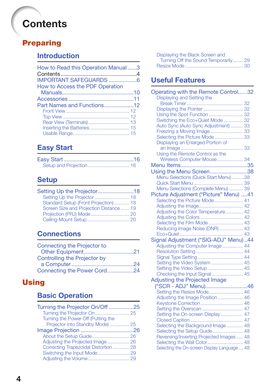 Sharp PG-D2510X User Manual | Page 6 / 76
