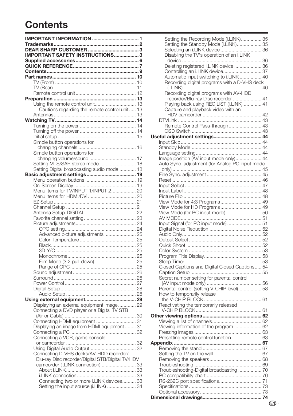 Sharp Aquos LC-37D90U User Manual | Page 10 / 79