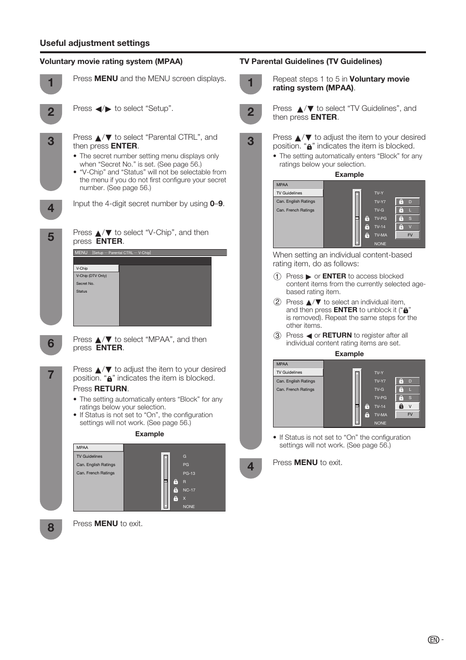 Useful adjustment settings | Sharp Aquos LC-37D90U User Manual | Page 60 / 79
