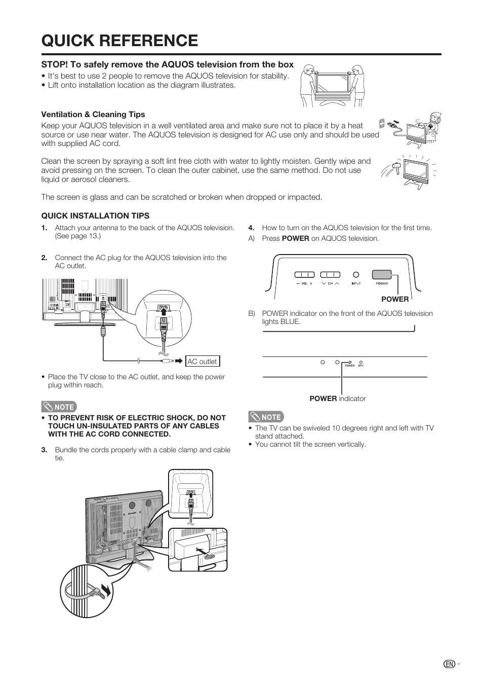 Quick reference | Sharp Aquos LC-37D90U User Manual | Page 8 / 79