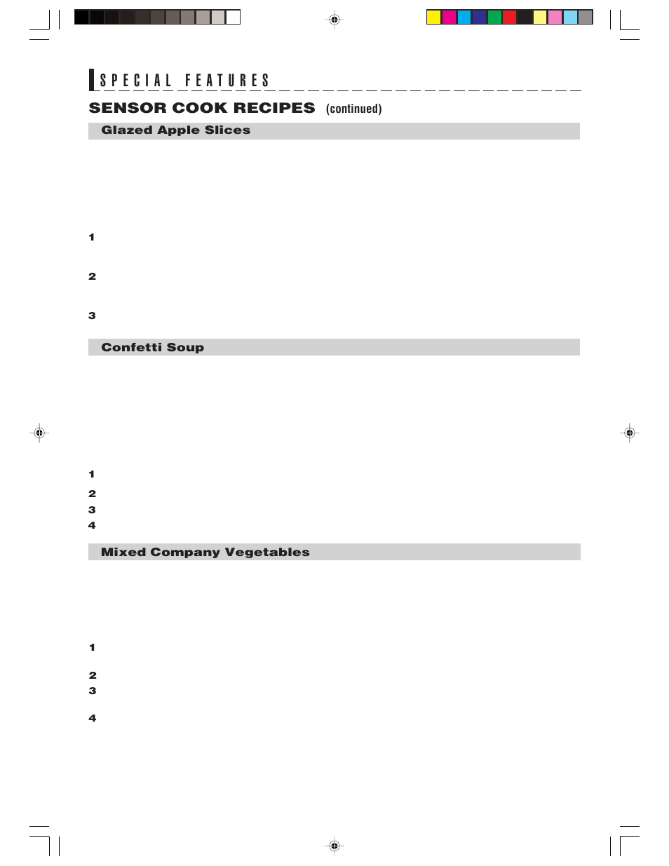 Sensor cook recipes | Sharp R-1514 User Manual | Page 26 / 40