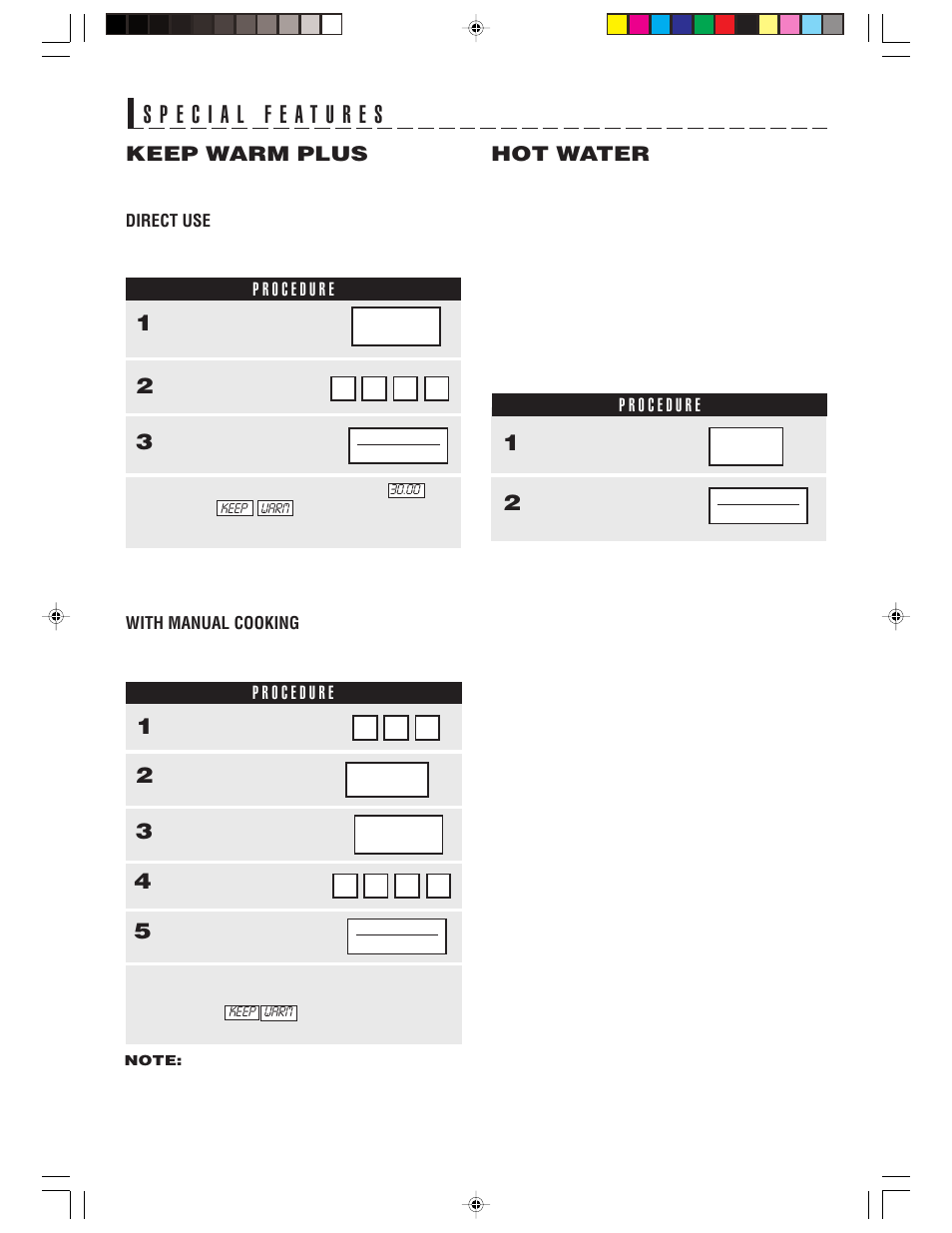 Keep warm plus, Hot water | Sharp R-1514 User Manual | Page 29 / 40