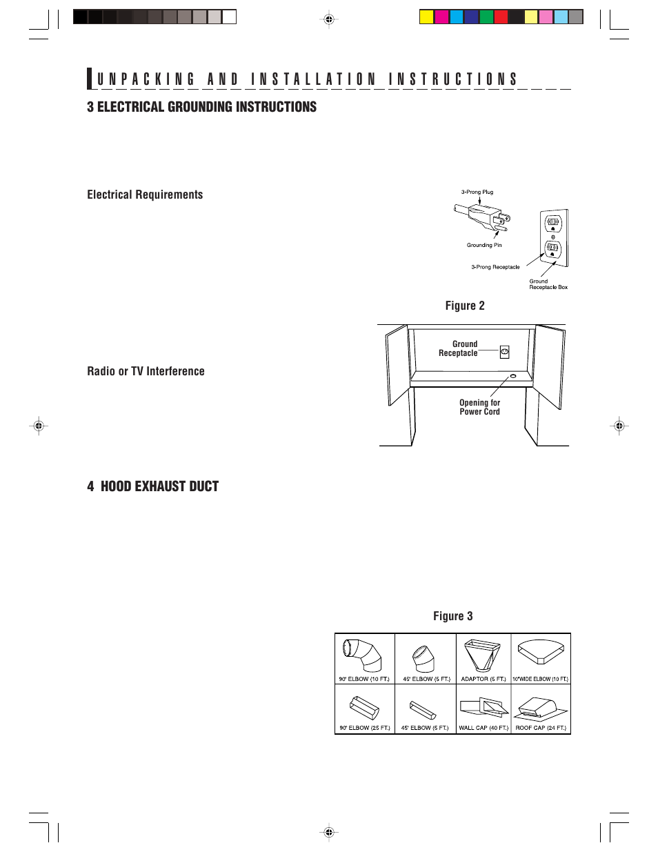 4 hood exhaust duct, 3 electrical grounding instructions | Sharp R-1514 User Manual | Page 7 / 40