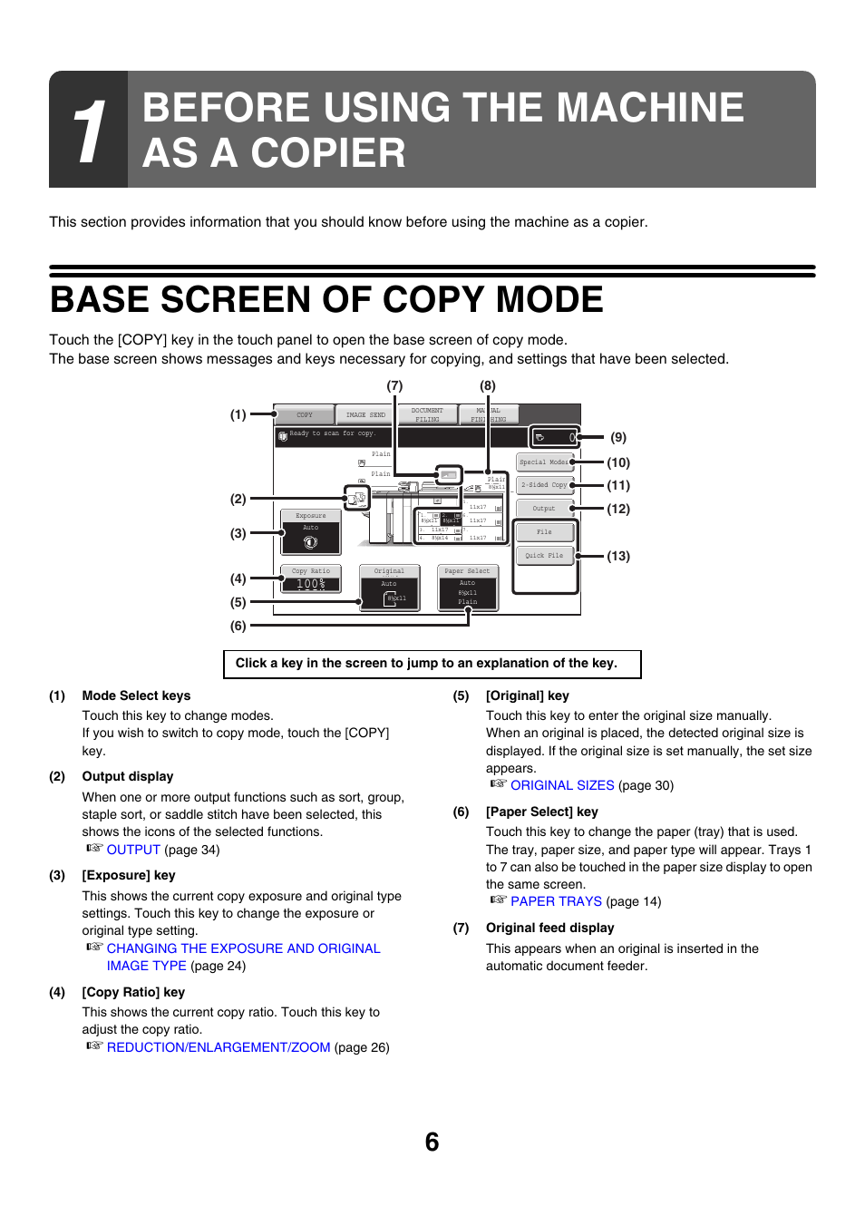 Before using the machine as a copier, Base screen of copy mode | Sharp MX-M850 User Manual | Page 102 / 655