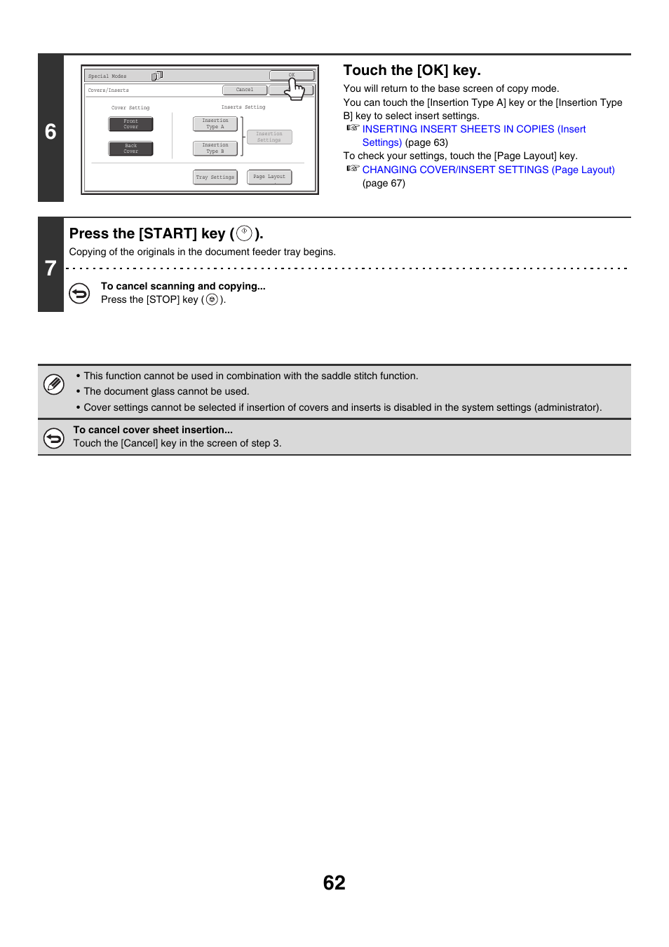 Touch the [ok] key, Press the [start] key ( ) | Sharp MX-M850 User Manual | Page 158 / 655