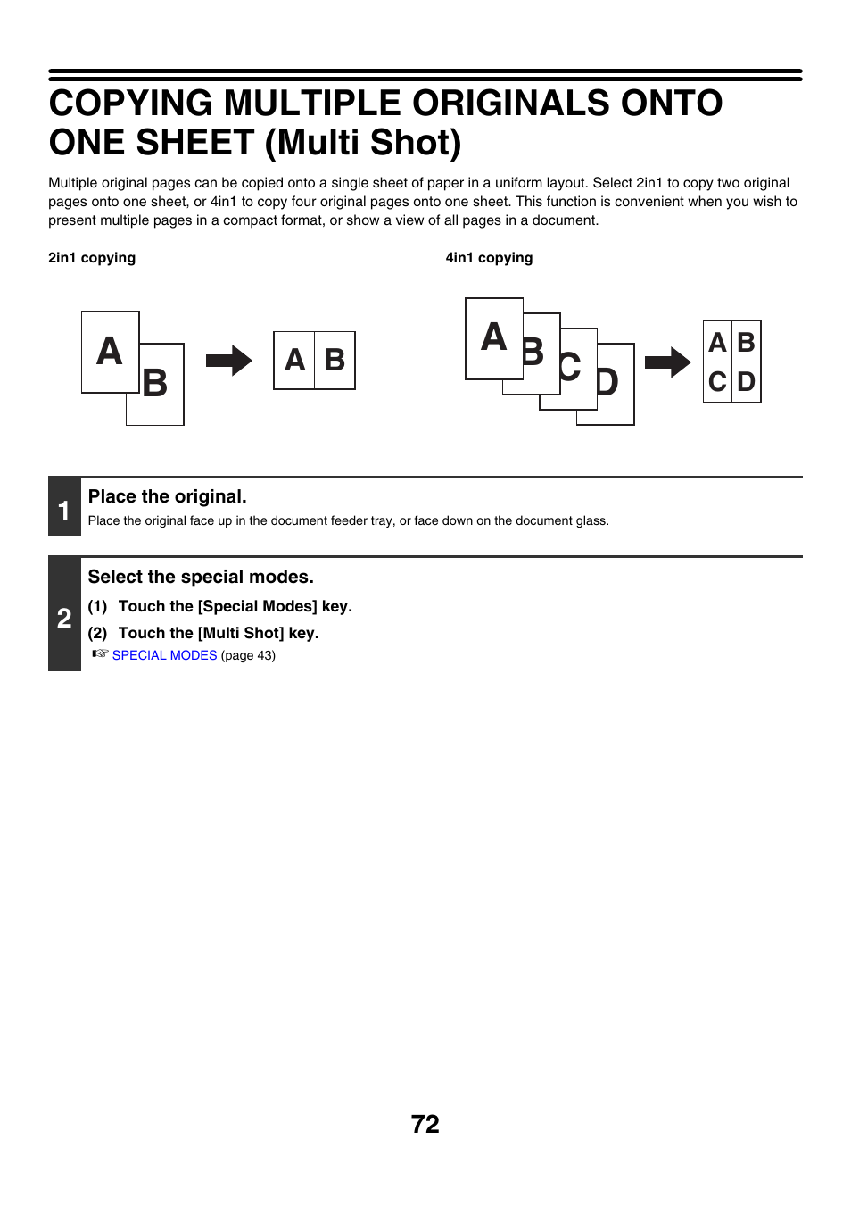 Multi shot, Dc b a | Sharp MX-M850 User Manual | Page 168 / 655