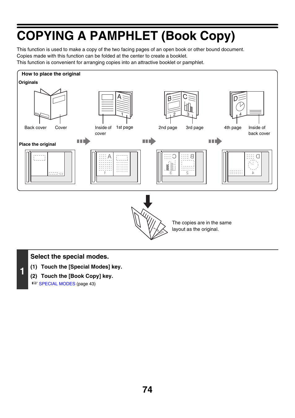 Copying a pamphlet (book copy), Book copy | Sharp MX-M850 User Manual | Page 170 / 655