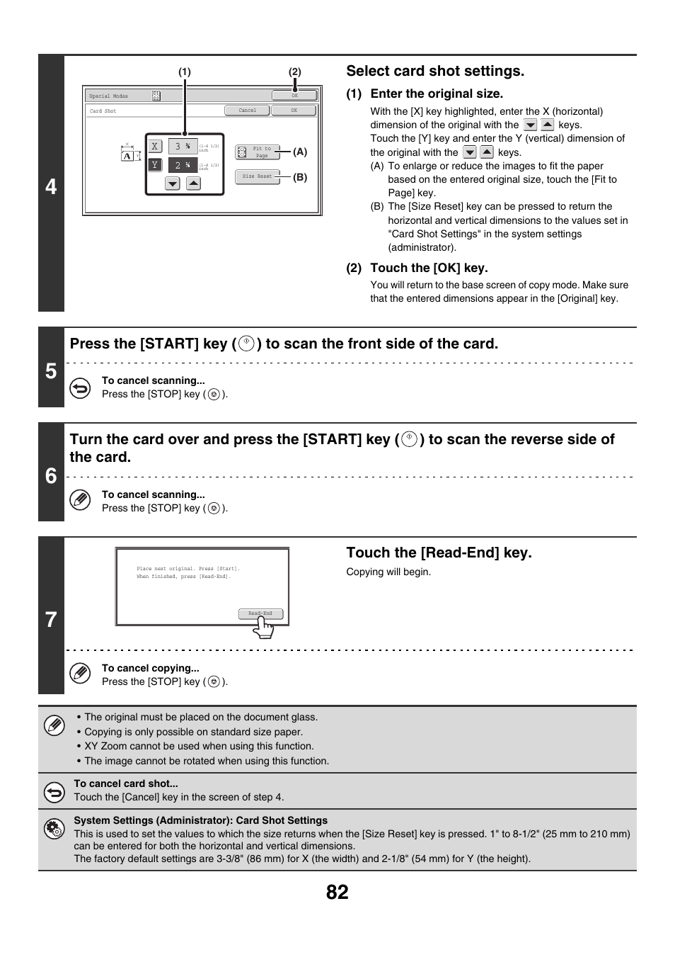 Select card shot settings, Touch the [read-end] key | Sharp MX-M850 User Manual | Page 178 / 655