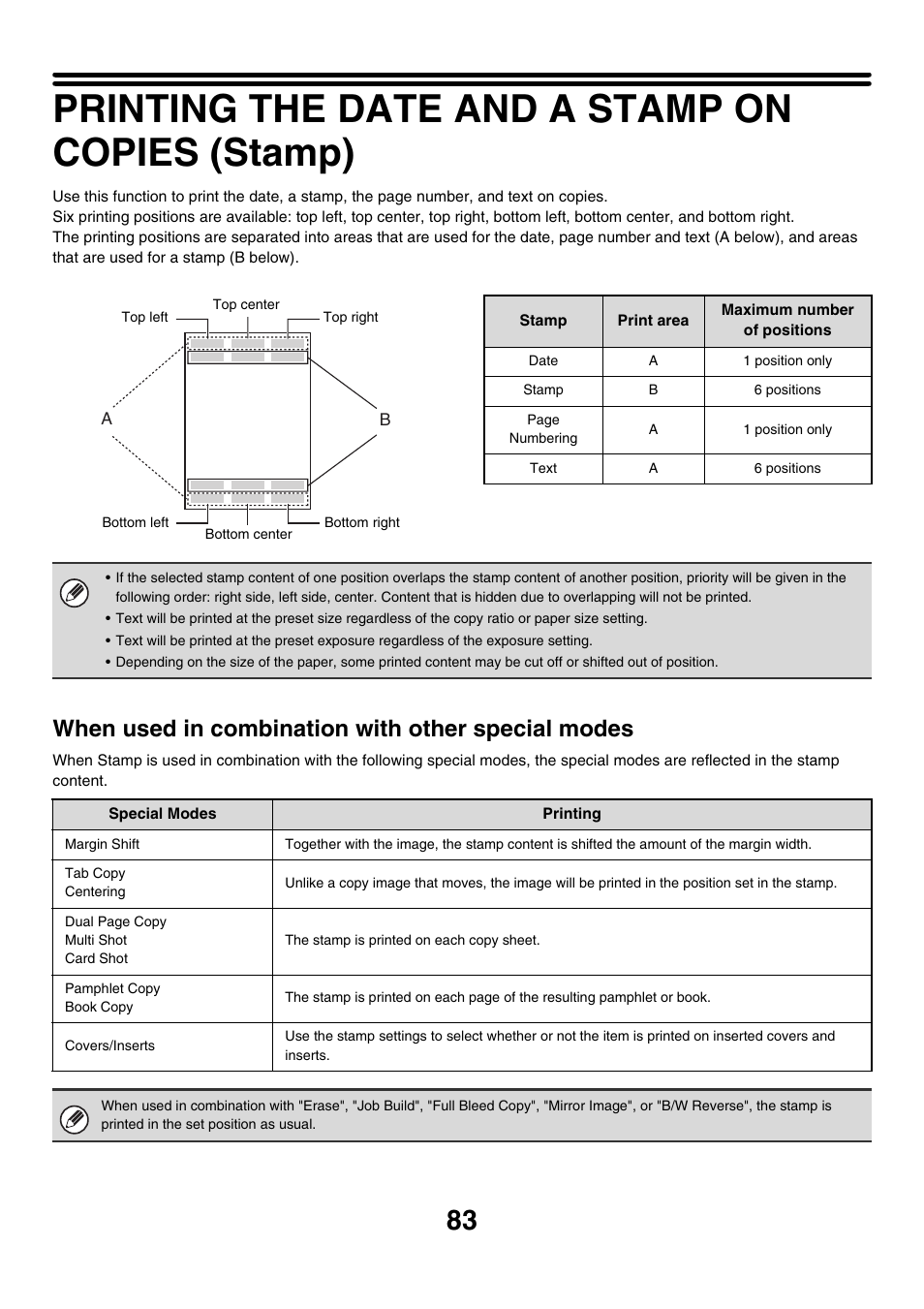 Printing the date and a stamp on copies (stamp), Stamp, When used in combination with other special modes | Sharp MX-M850 User Manual | Page 179 / 655