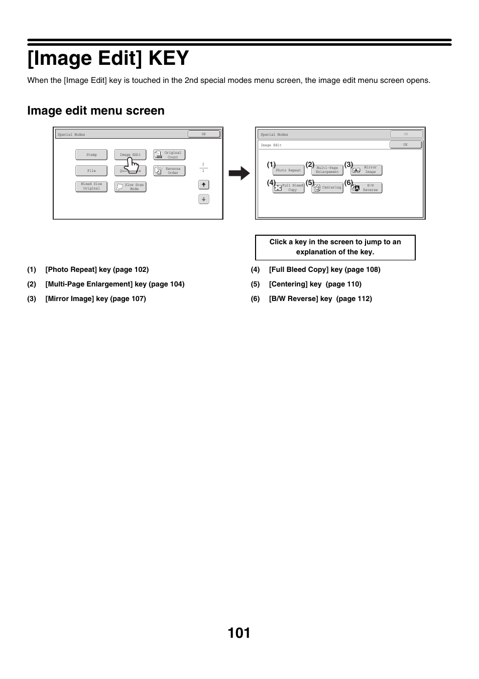 Image edit] key, Image edit, Image edit menu screen | Sharp MX-M850 User Manual | Page 197 / 655