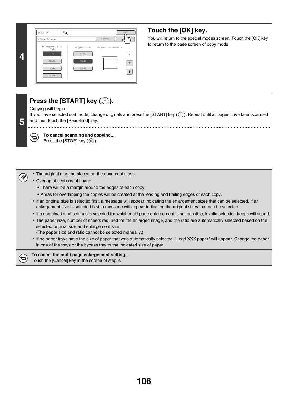 Touch the [ok] key, Press the [start] key ( ) | Sharp MX-M850 User Manual | Page 202 / 655