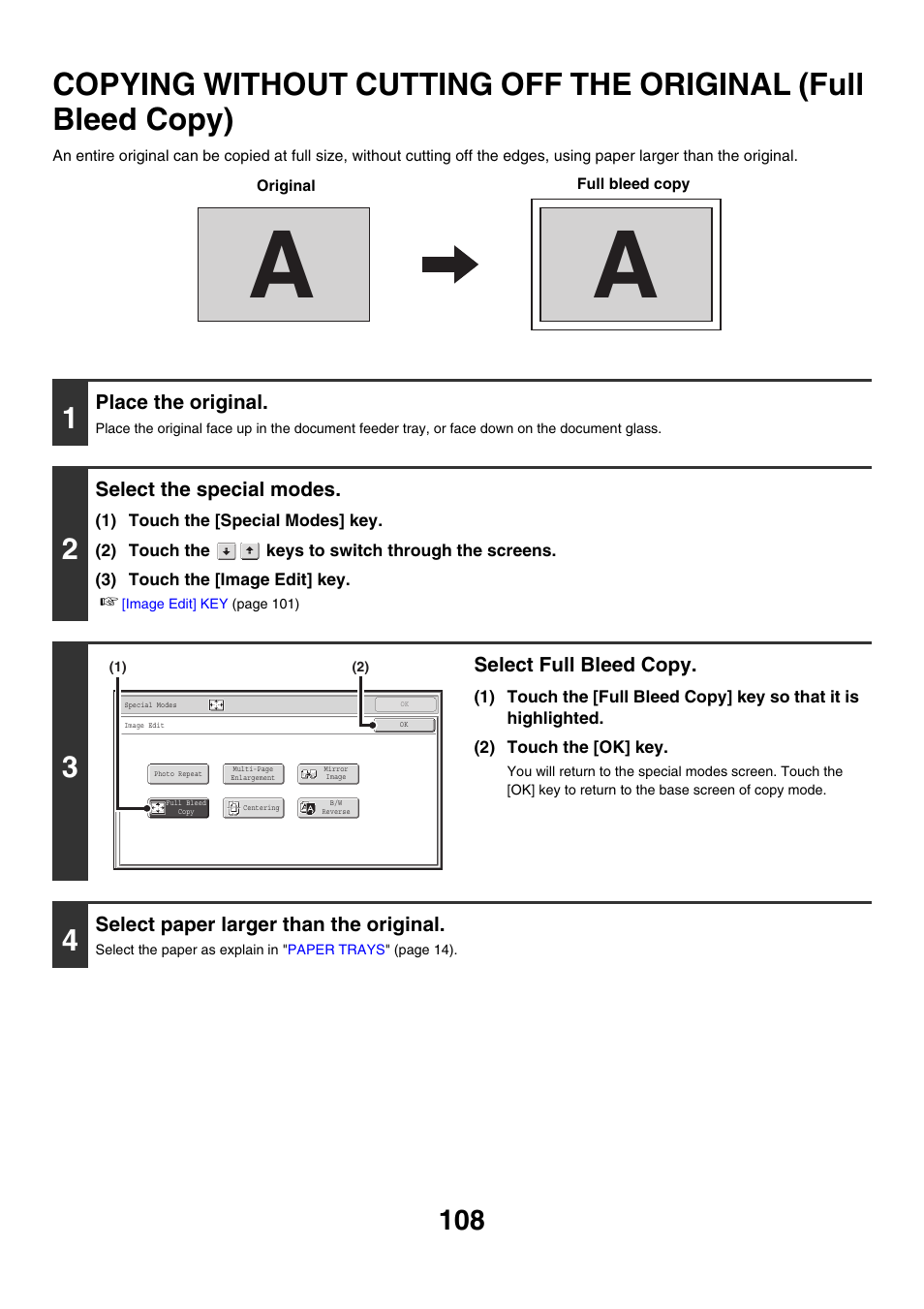 Copying without cutting off the, Original (full bleed copy), Full bleed | Copy | Sharp MX-M850 User Manual | Page 204 / 655