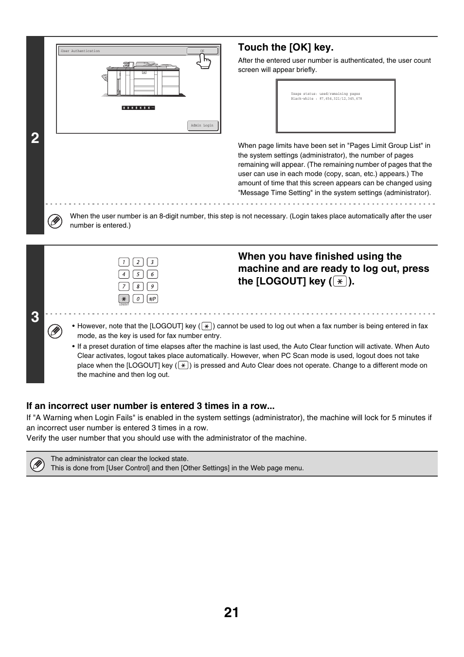 Touch the [ok] key | Sharp MX-M850 User Manual | Page 21 / 655