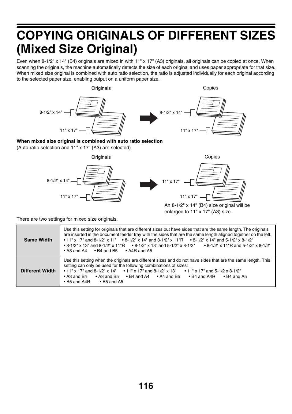 Mixed size, Original | Sharp MX-M850 User Manual | Page 212 / 655