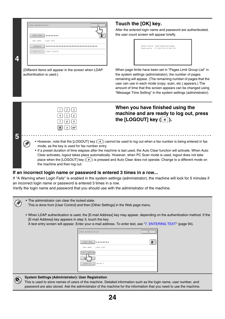 Touch the [ok] key | Sharp MX-M850 User Manual | Page 24 / 655