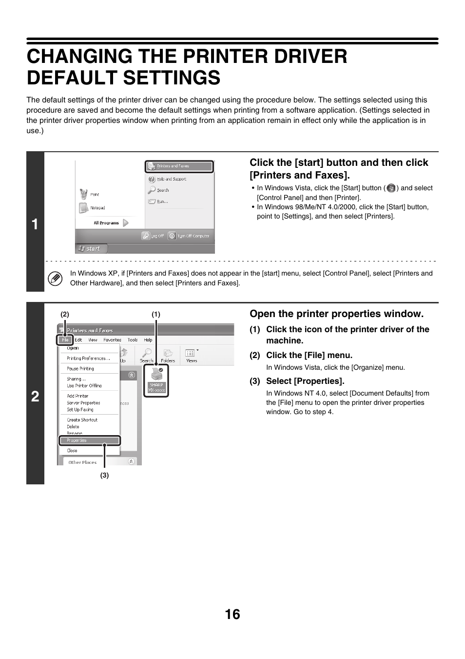 Changing the printer driver default settings | Sharp MX-M850 User Manual | Page 253 / 655