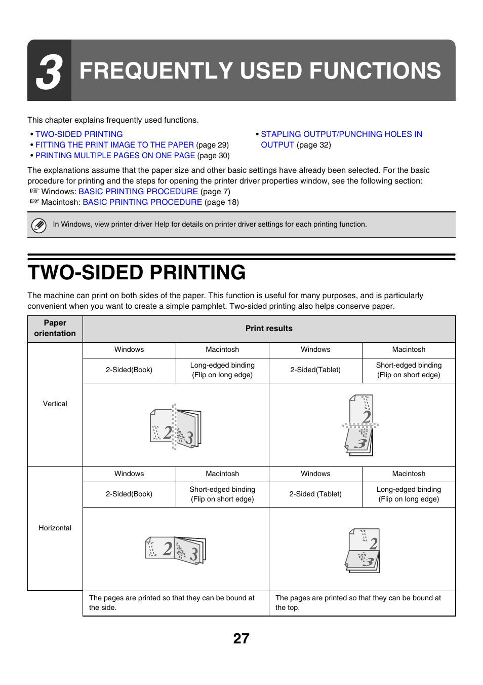 Frequently used functions, Two-sided printing | Sharp MX-M850 User Manual | Page 264 / 655