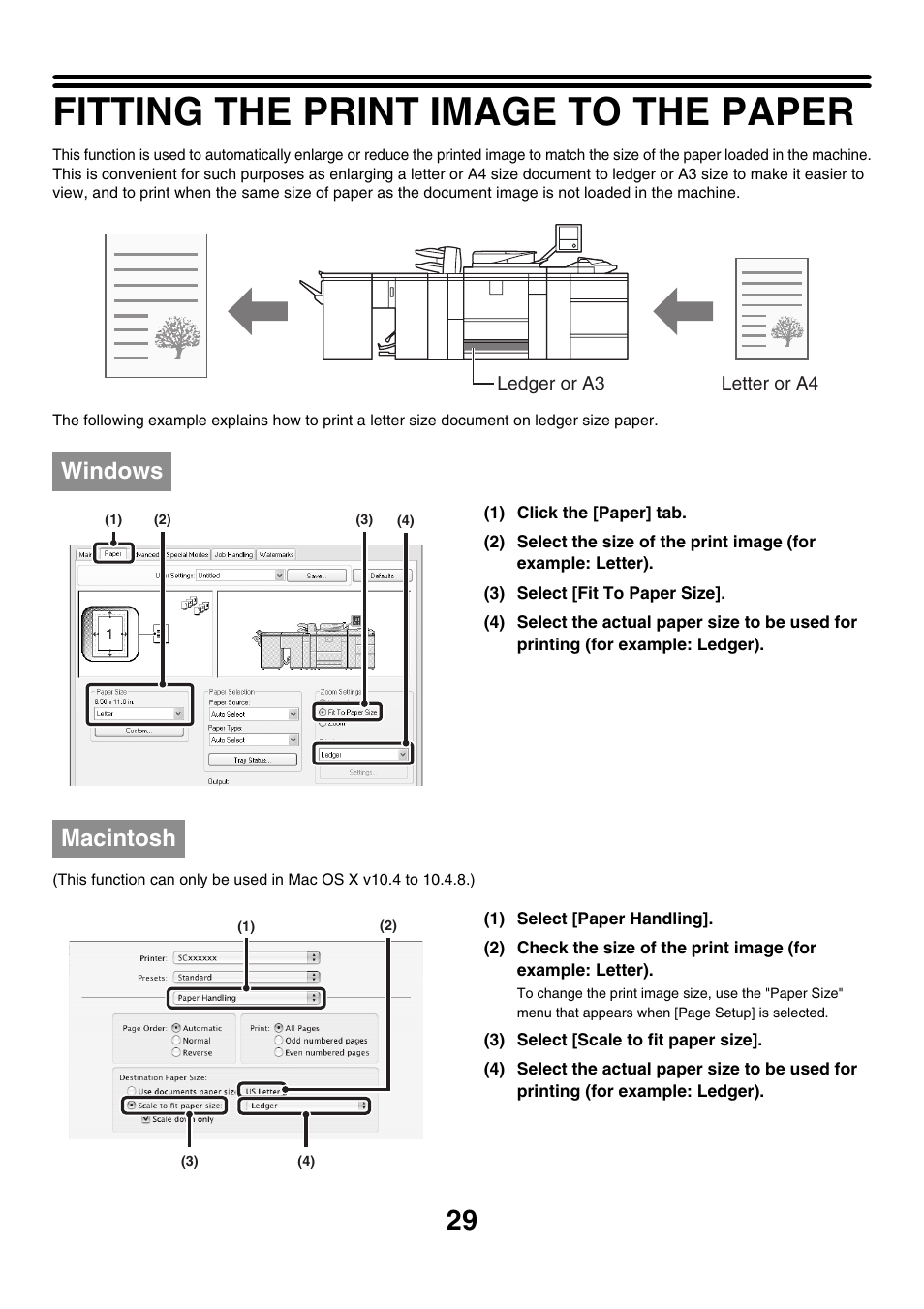 Fitting the print image to the paper, Windows, Macintosh | Sharp MX-M850 User Manual | Page 266 / 655