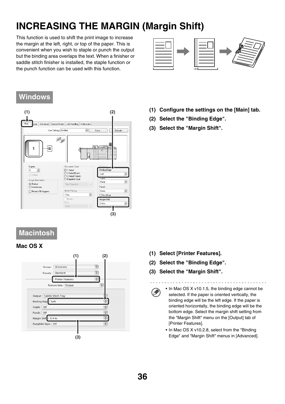 Increasing the margin (margin shift), Windows, Macintosh | Sharp MX-M850 User Manual | Page 273 / 655