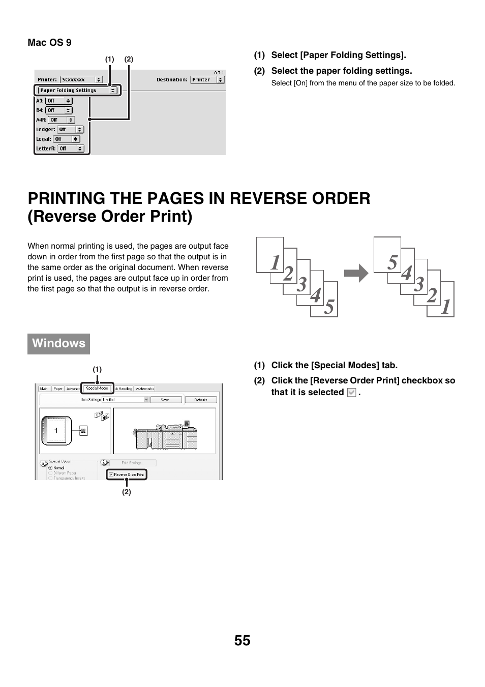 Order (reverse order print), Windows | Sharp MX-M850 User Manual | Page 292 / 655