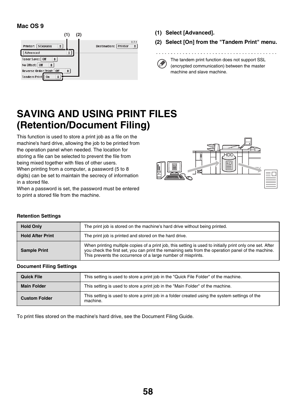 Saving and using print files, Retention/document filing) | Sharp MX-M850 User Manual | Page 295 / 655