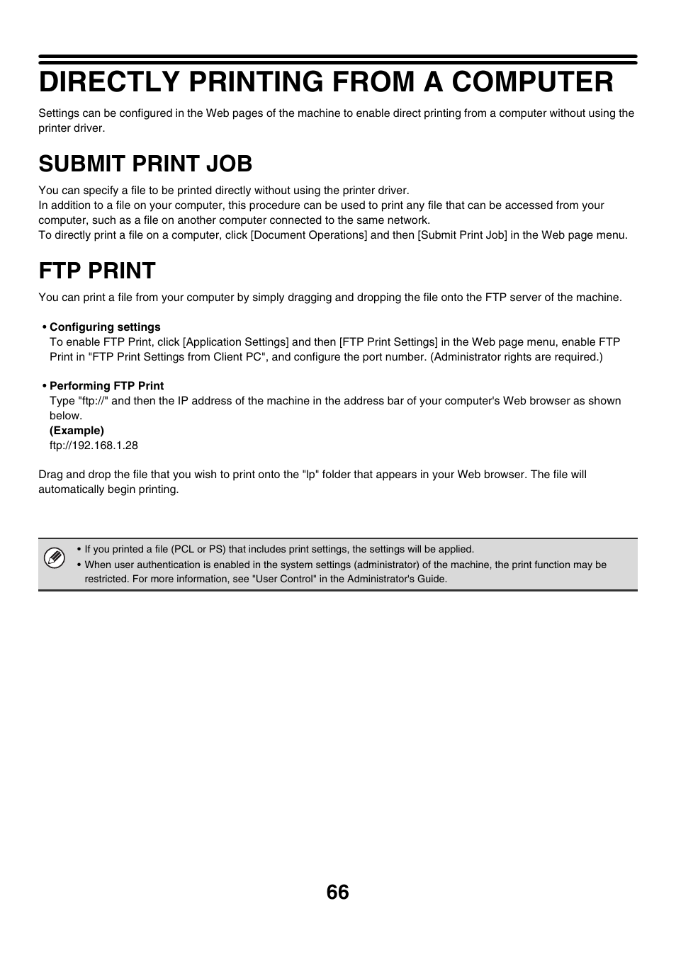 Directly printing from a computer, Submit print job, Ftp print | Sharp MX-M850 User Manual | Page 303 / 655