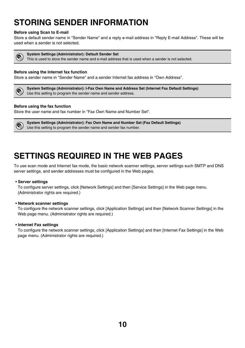 Storing sender information, Settings required in the web pages | Sharp MX-M850 User Manual | Page 330 / 655