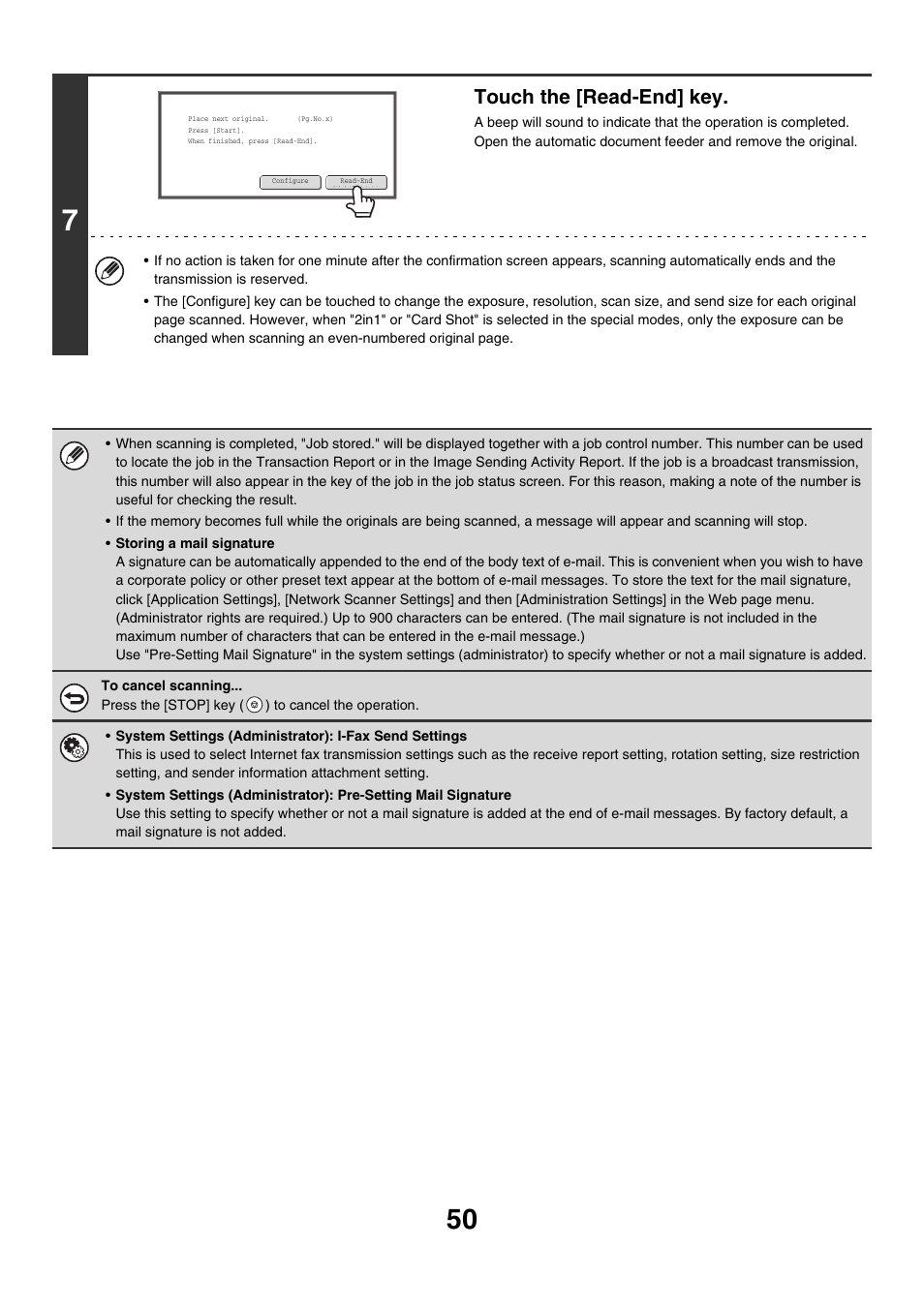 Touch the [read-end] key | Sharp MX-M850 User Manual | Page 370 / 655