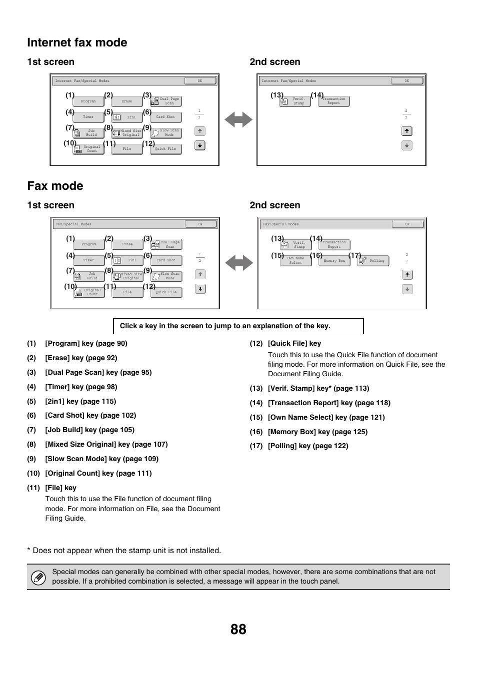 Internet fax mode, E 88), Fax mode | 1st screen 2nd screen | Sharp MX-M850 User Manual | Page 408 / 655