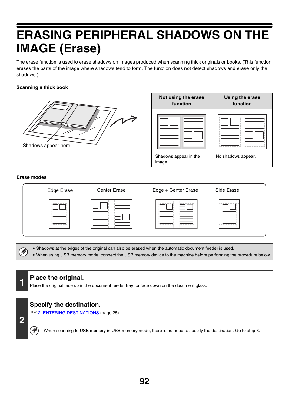 Erasing peripheral shadows on the image (erase), Erase | Sharp MX-M850 User Manual | Page 412 / 655