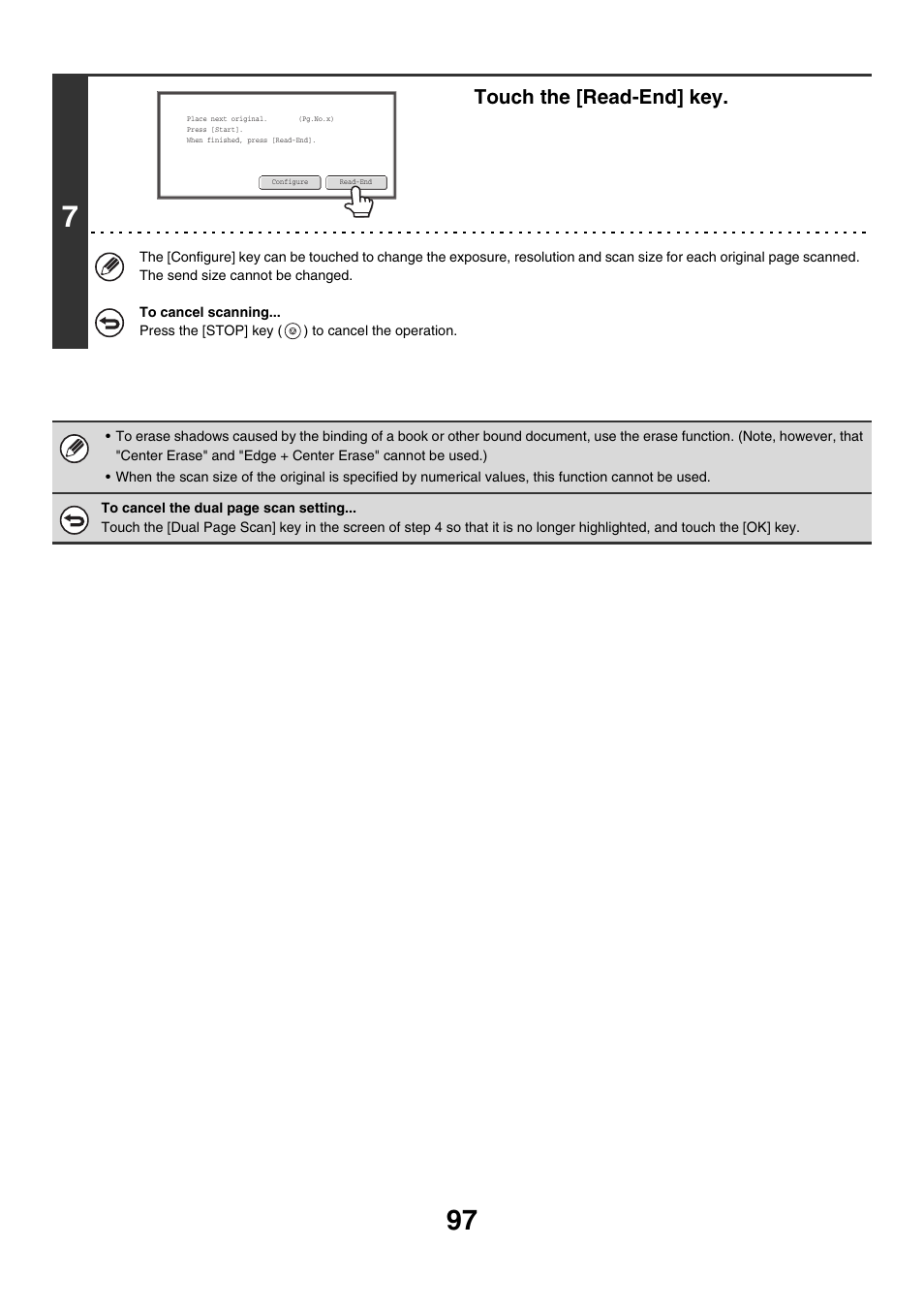 Touch the [read-end] key | Sharp MX-M850 User Manual | Page 417 / 655