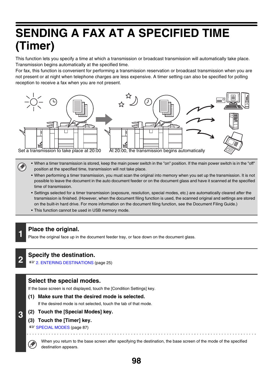 Sending a fax at a specified time (timer), Timer | Sharp MX-M850 User Manual | Page 418 / 655