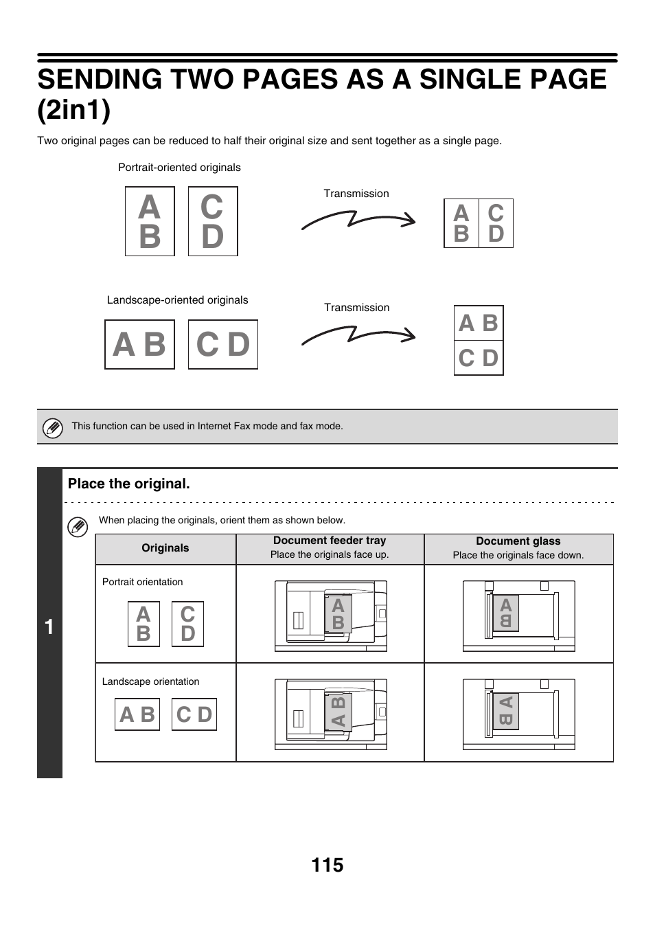 2in1, Sending two pages as a single page (2in1) | Sharp MX-M850 User Manual | Page 435 / 655