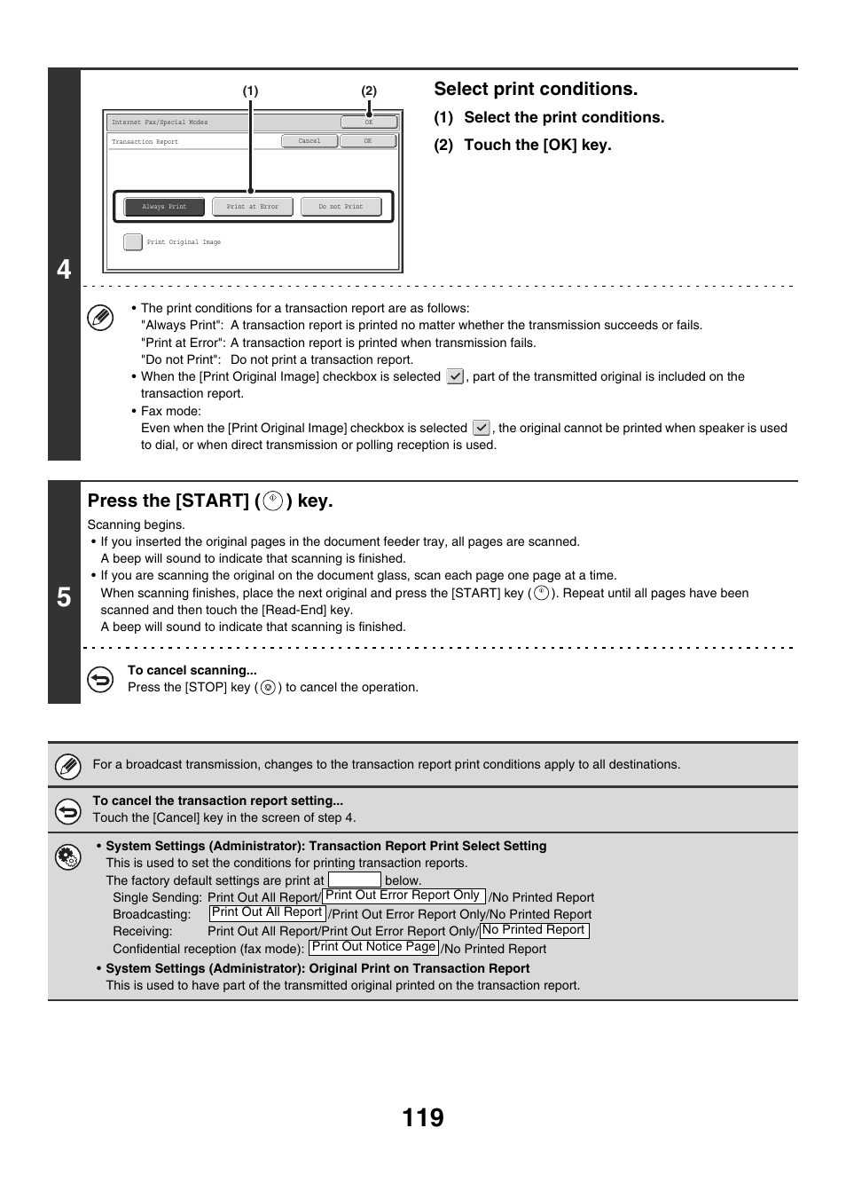 Select print conditions, Press the [start] ( ) key | Sharp MX-M850 User Manual | Page 439 / 655