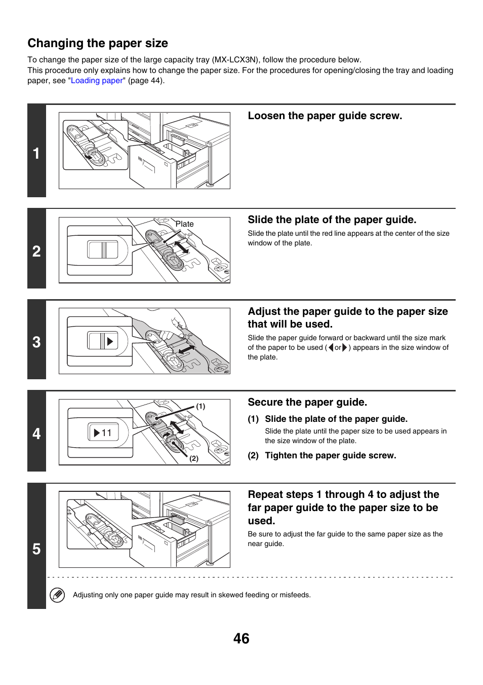 Changing the paper size | Sharp MX-M850 User Manual | Page 46 / 655