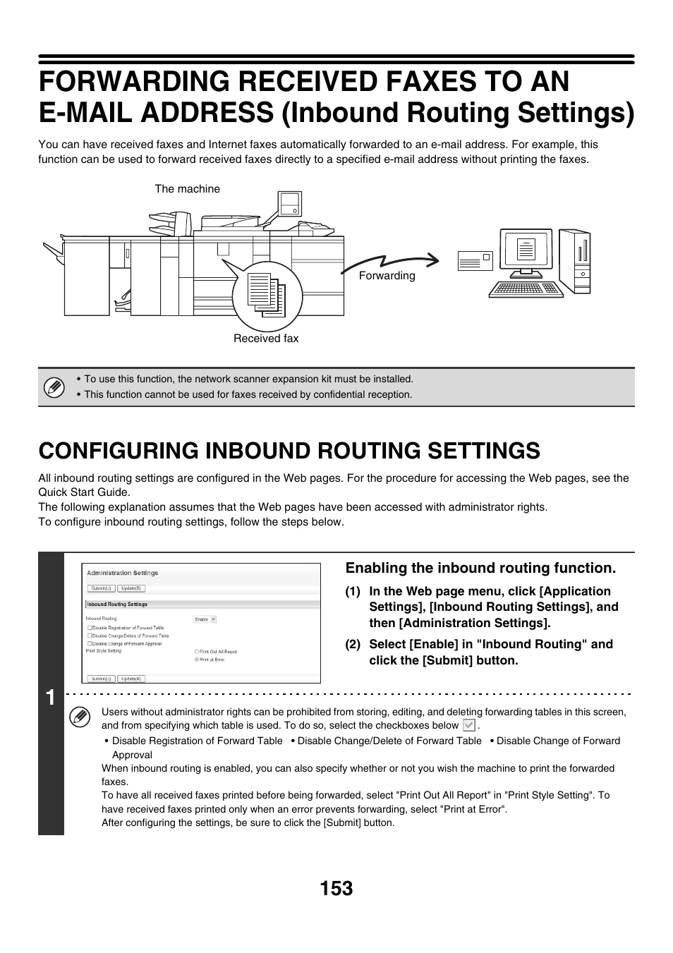 Configuring inbound routing, Settings, Configuring inbound routing settings | Sharp MX-M850 User Manual | Page 473 / 655