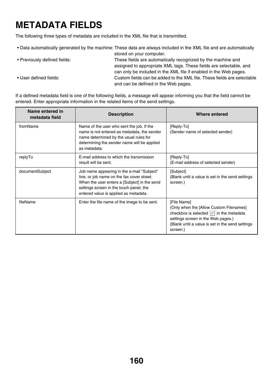 Metadata fields | Sharp MX-M850 User Manual | Page 480 / 655