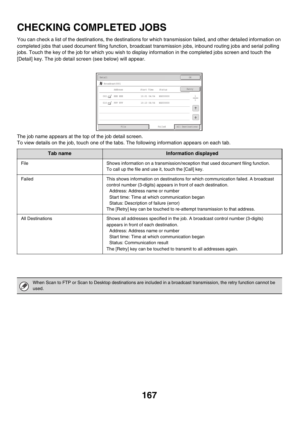 Checking completed jobs, Tab name information displayed | Sharp MX-M850 User Manual | Page 487 / 655