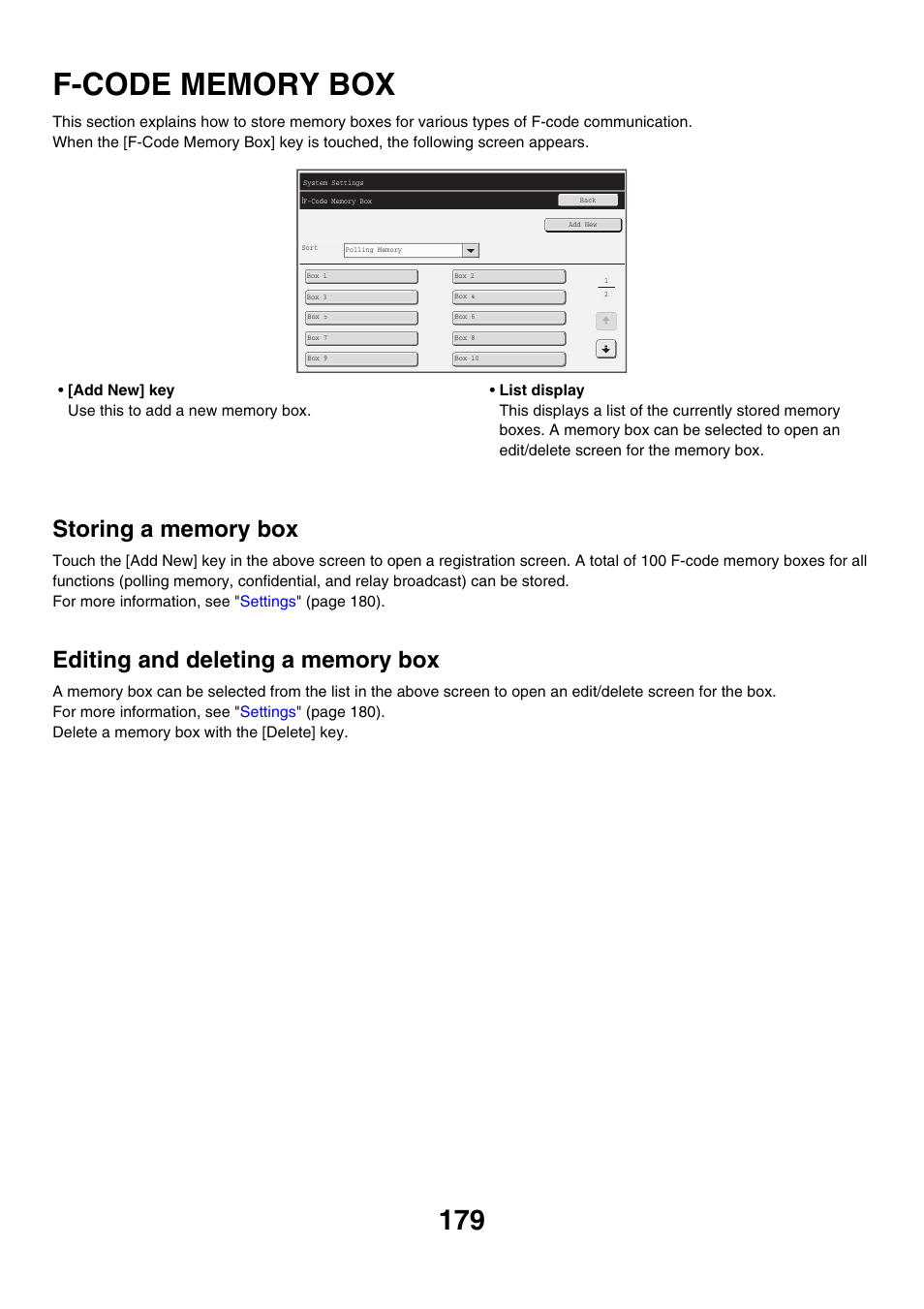 F-code memory box, E 179) | Sharp MX-M850 User Manual | Page 499 / 655