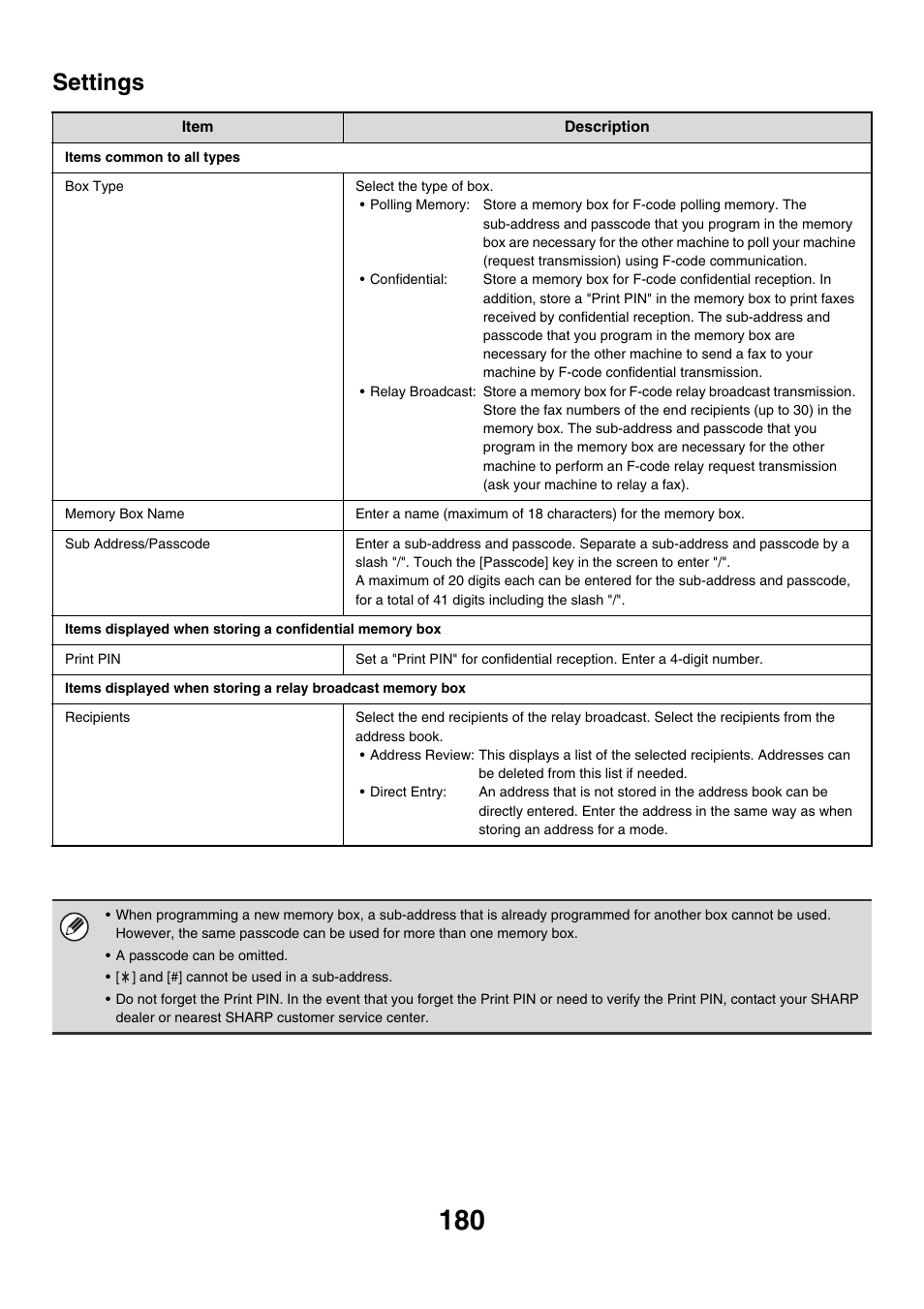 Settings, E 180 | Sharp MX-M850 User Manual | Page 500 / 655