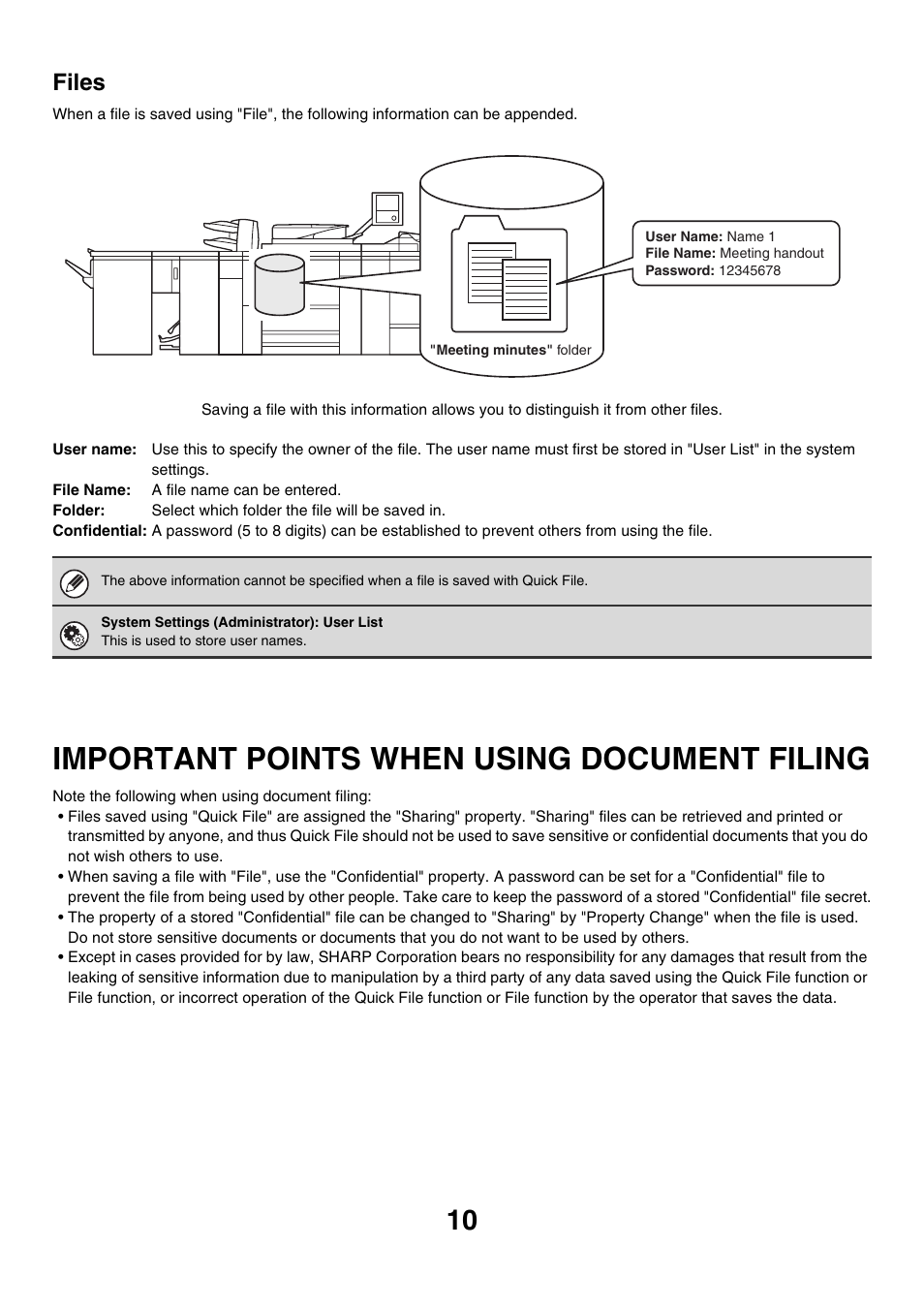 Important points when using, Document filing, Important points when using document filing | Files | Sharp MX-M850 User Manual | Page 524 / 655