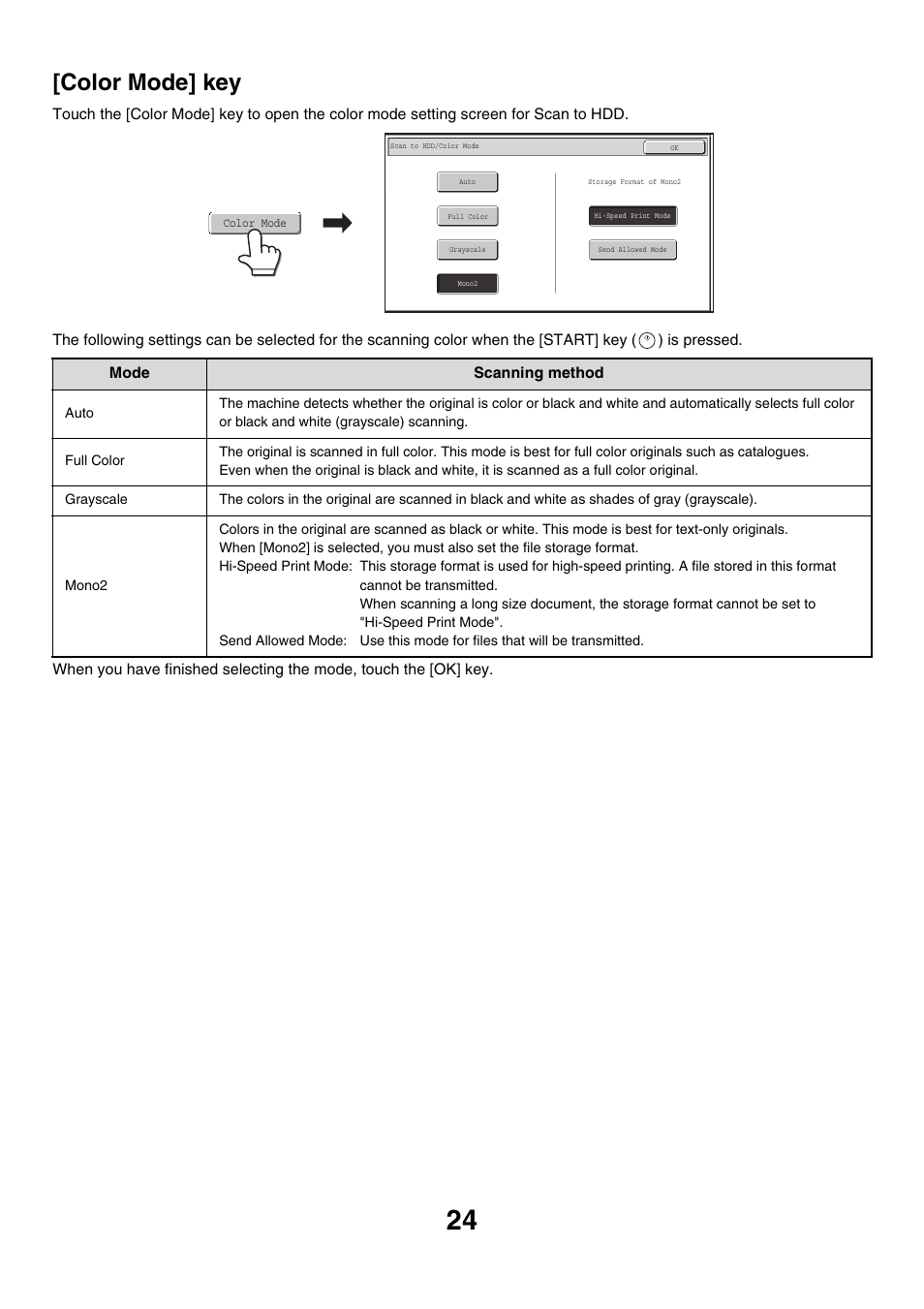 Color mode] key, Ge 24) | Sharp MX-M850 User Manual | Page 538 / 655