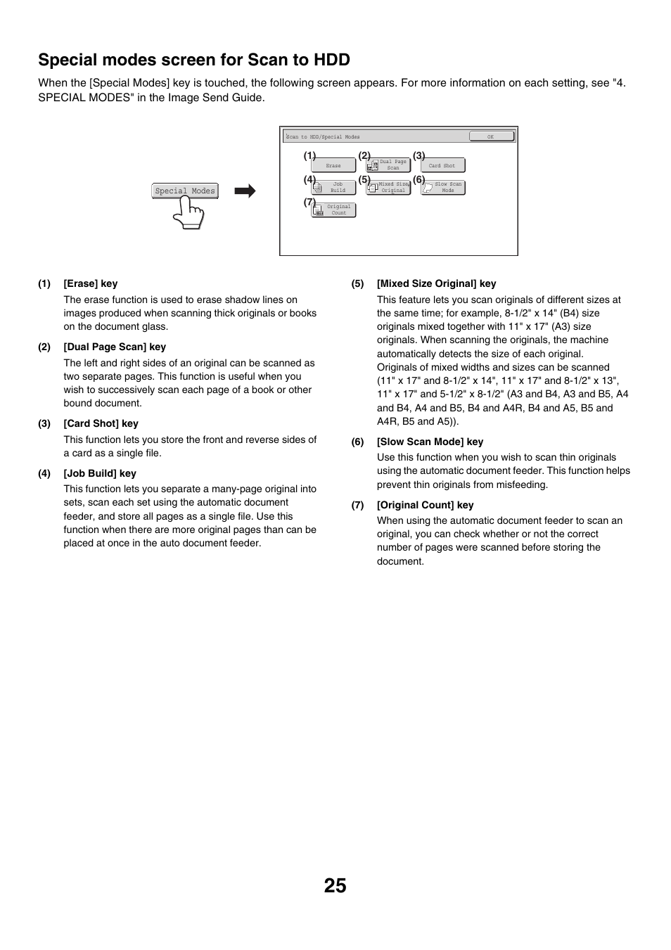 Special modes screen for scan to hdd | Sharp MX-M850 User Manual | Page 539 / 655