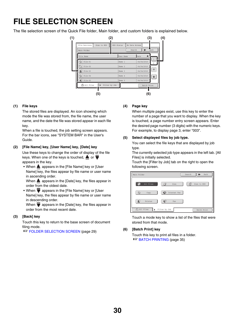 File selection screen, E 30) | Sharp MX-M850 User Manual | Page 544 / 655