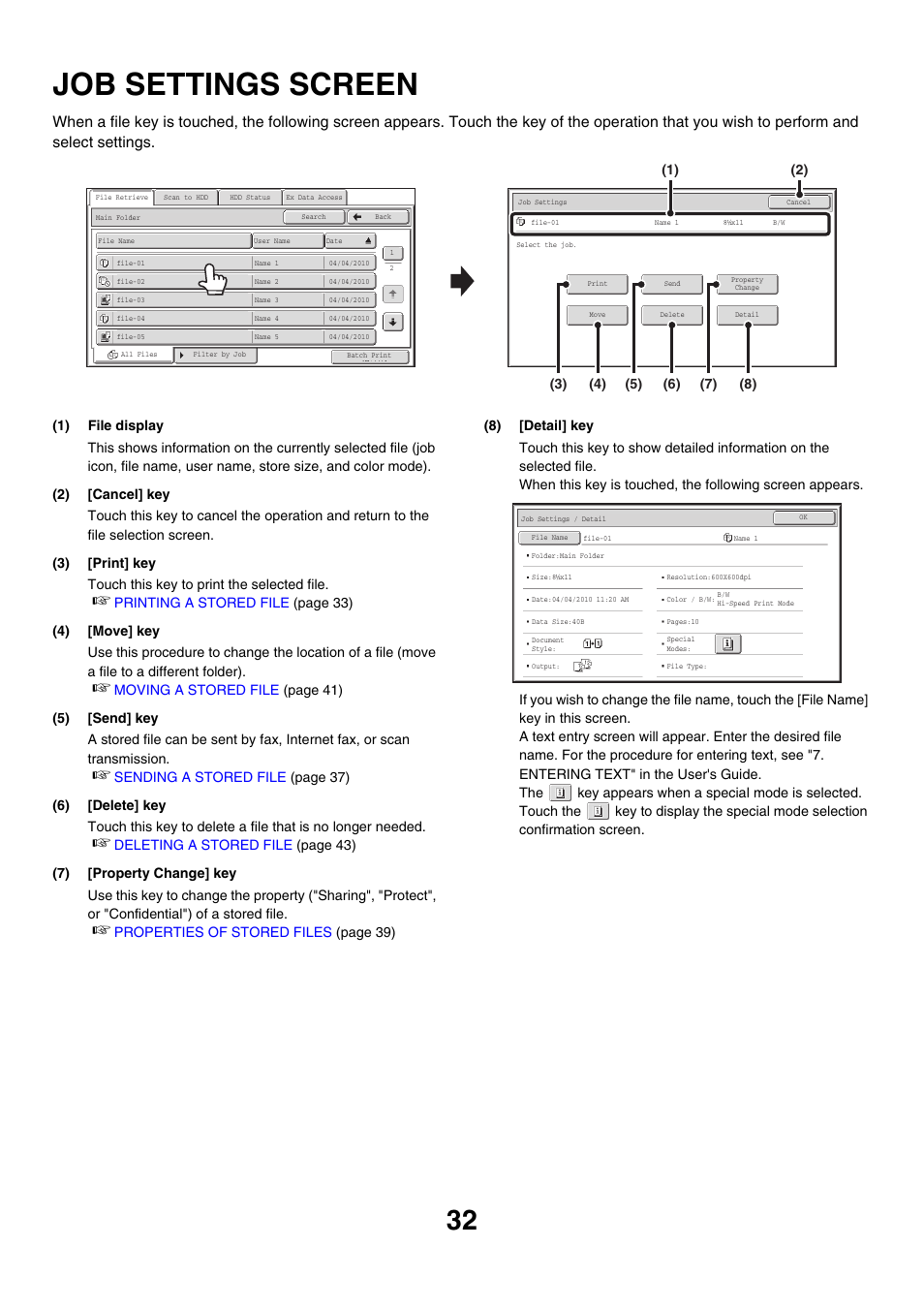 Job settings screen, E 32) | Sharp MX-M850 User Manual | Page 546 / 655