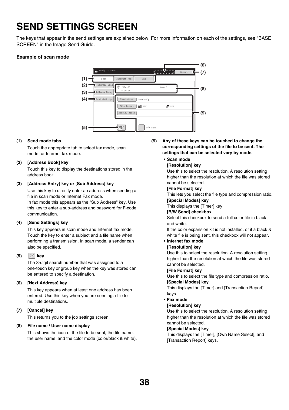 Send settings screen, Send settings, Screen | Sharp MX-M850 User Manual | Page 552 / 655