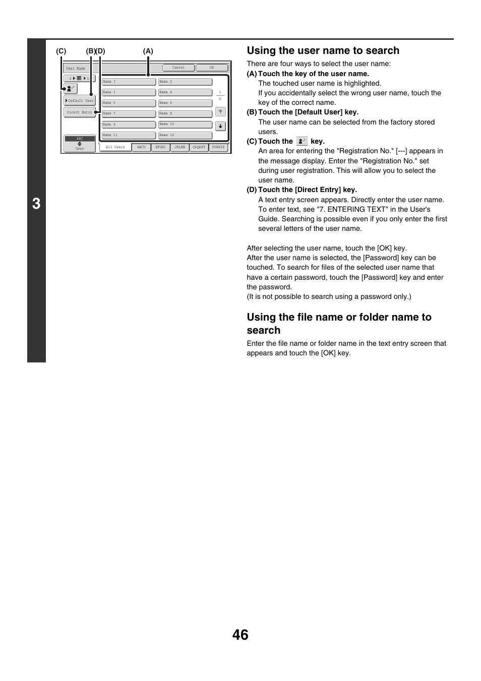 Using the user name to search, Using the file name or folder name to search | Sharp MX-M850 User Manual | Page 560 / 655