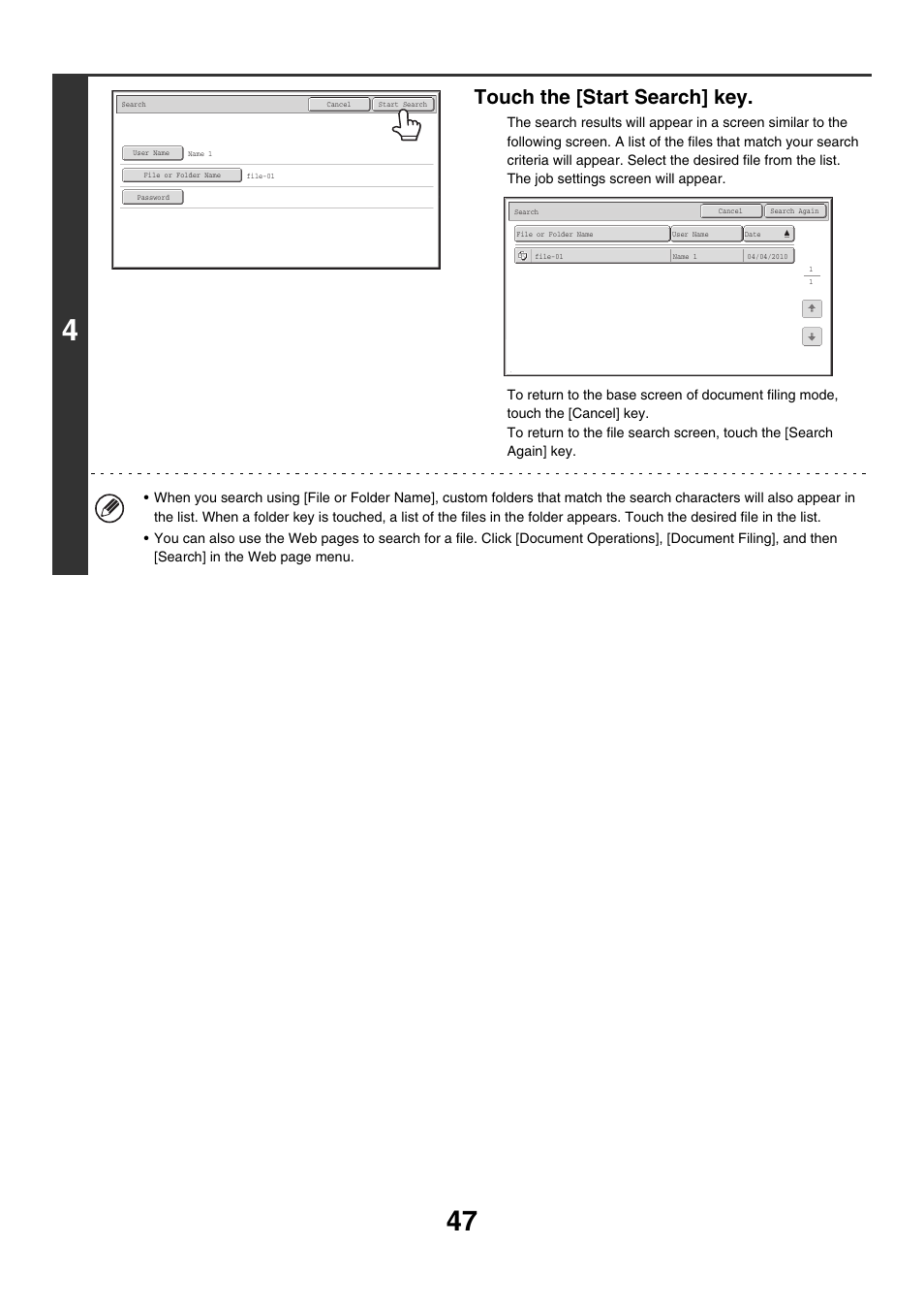 Touch the [start search] key | Sharp MX-M850 User Manual | Page 561 / 655