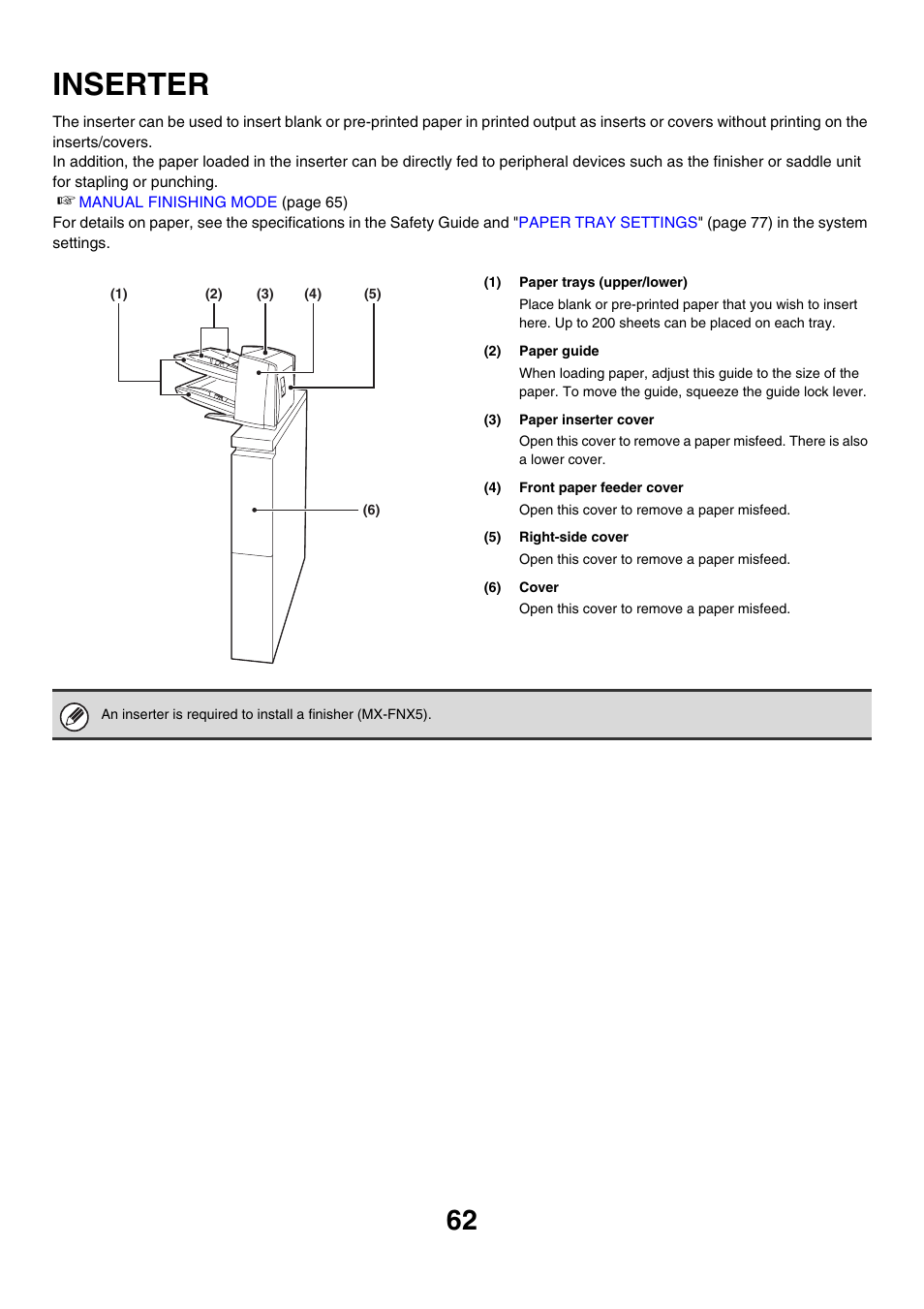 Inserter | Sharp MX-M850 User Manual | Page 62 / 655