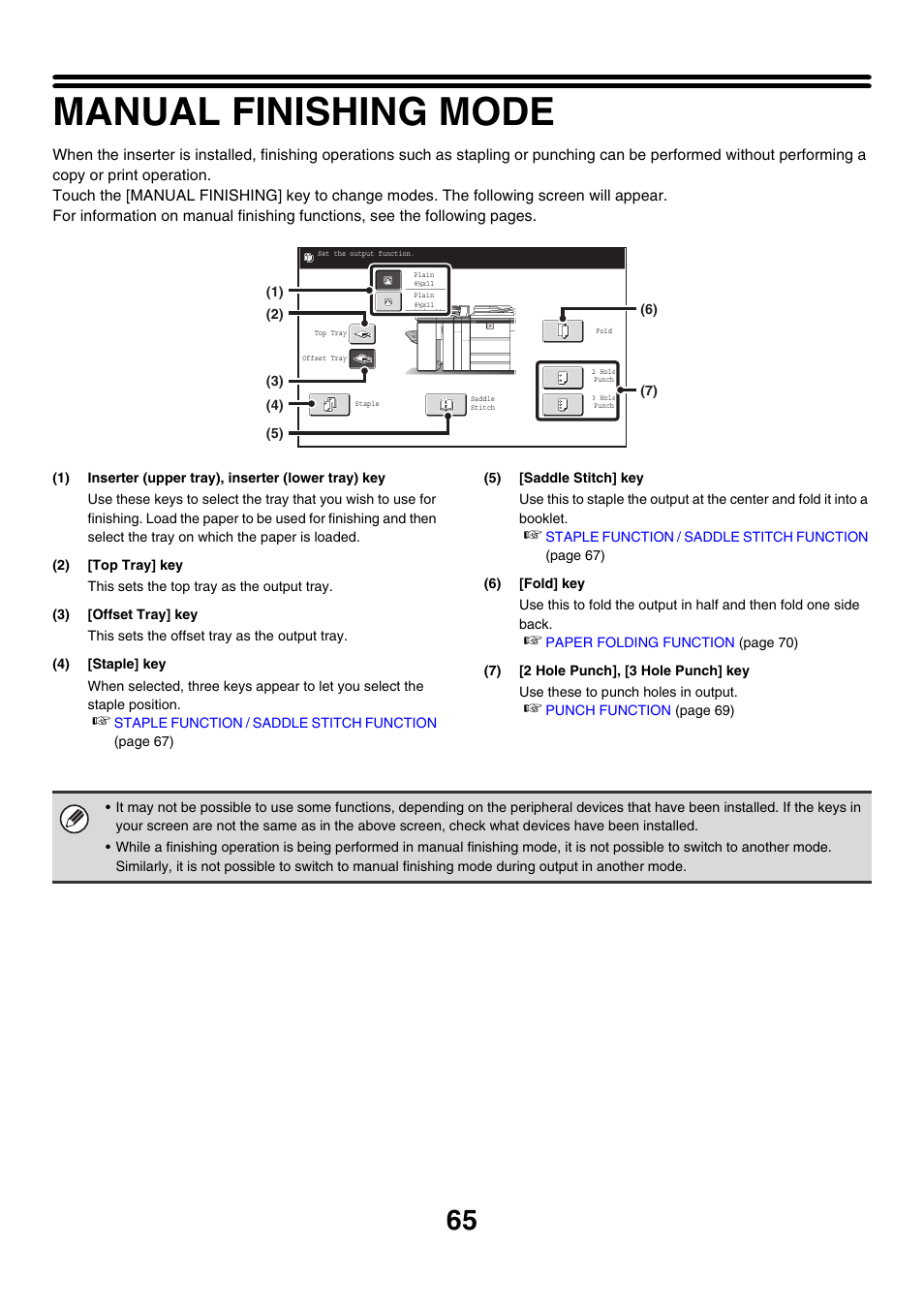 Manual finishing mode | Sharp MX-M850 User Manual | Page 65 / 655